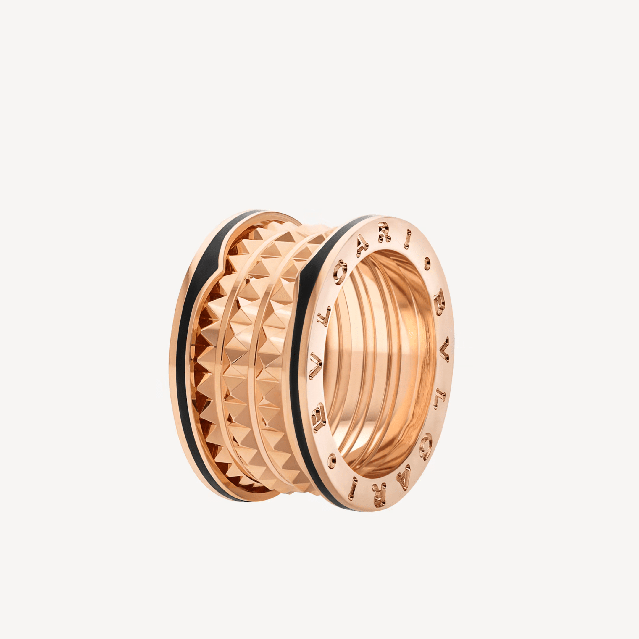 Bvlgari B.zero1 Rock Four-Band Ring in Rose Gold with Black Cera - Click Image to Close