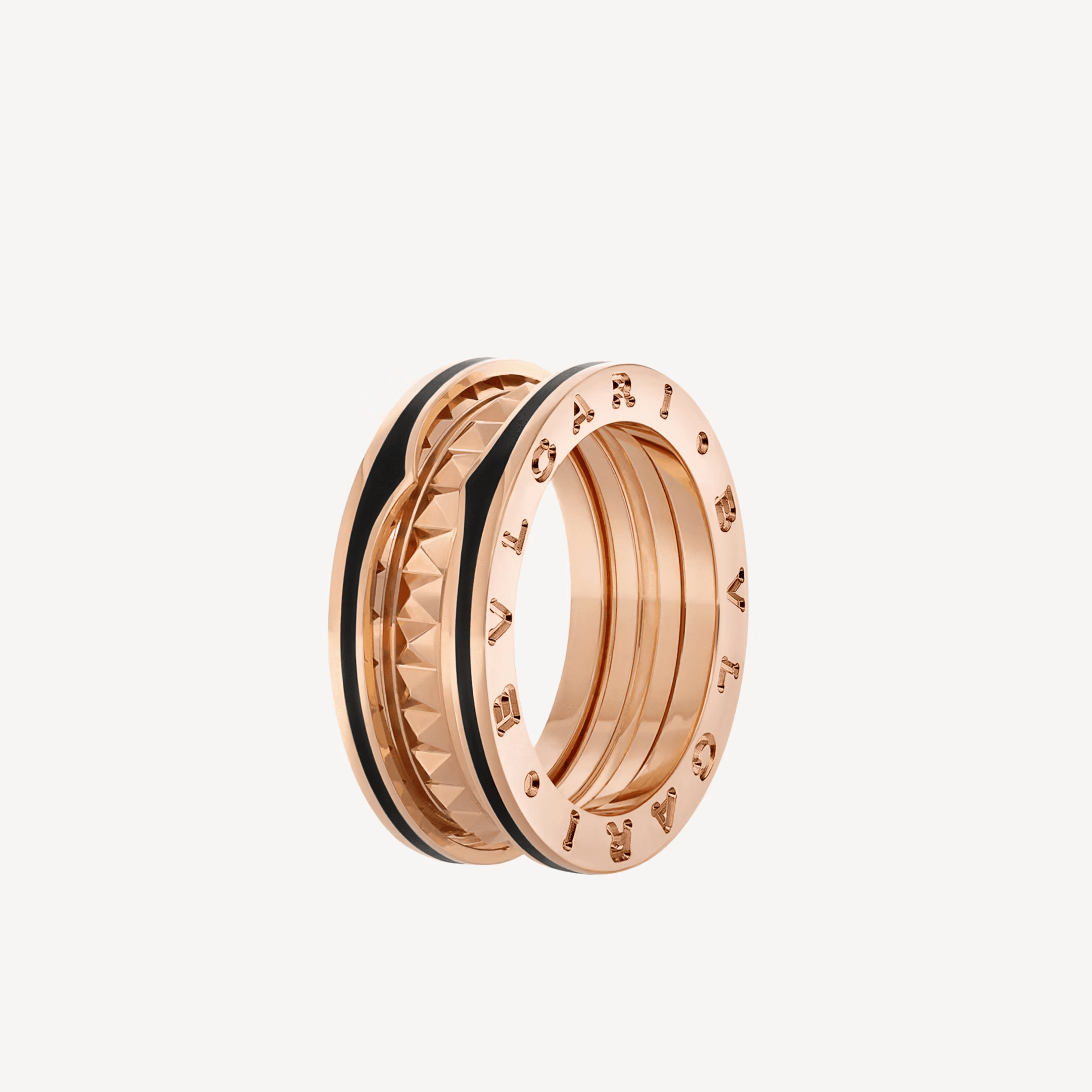 Bvlgari B.zero1 Rock Two-Band Ring in Rose Gold with Black Ceram - Click Image to Close