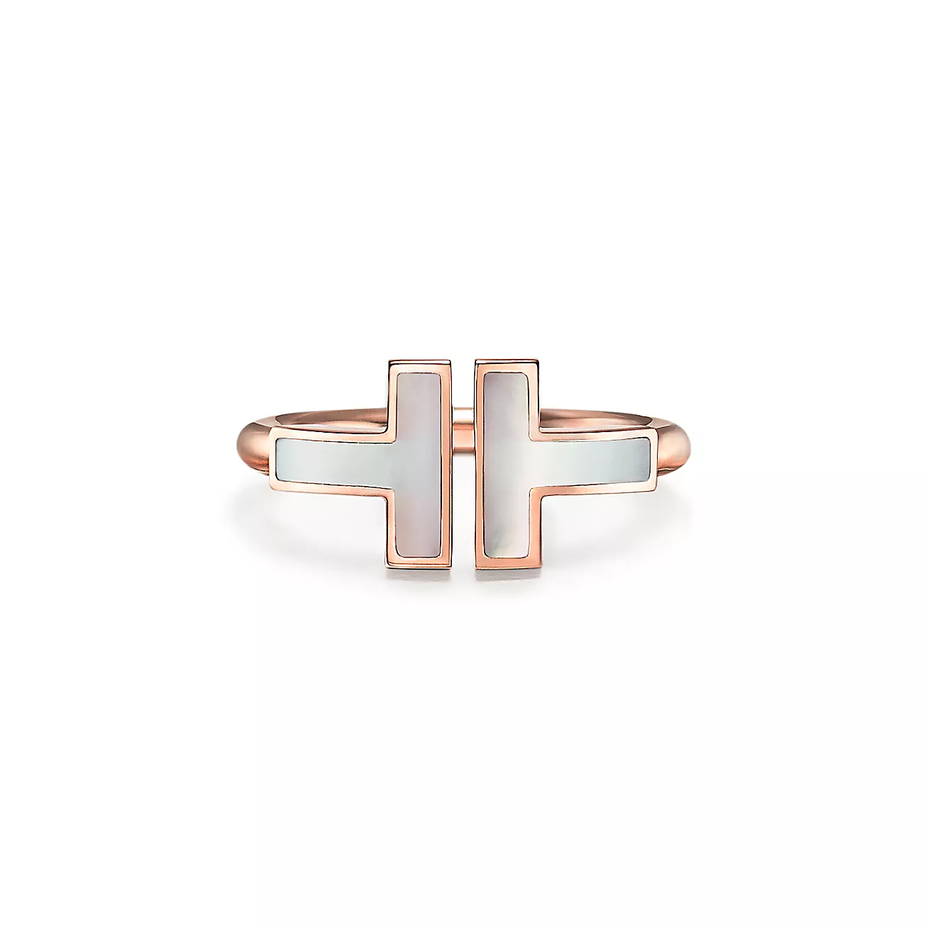 Tiffany T Wire Ring in Rose Gold with Mother-of-pearl - Click Image to Close